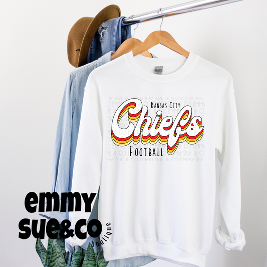 Retro Kansas City Chiefs Football | Youth & Adult | Crewneck or Hoodie